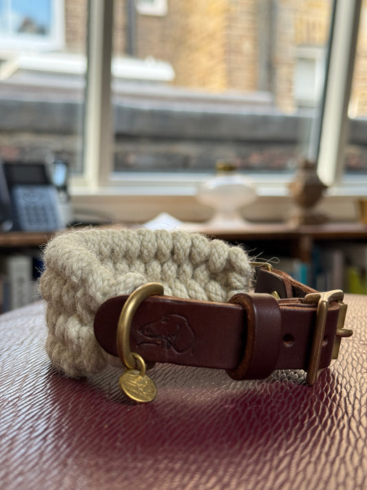 The Swaledale – Handmade British Wool Sighthound Collar - Green Dog