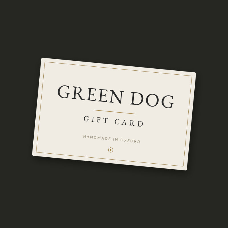 Green Dog digital gift card, redeemable against handmade dog collars, leads and accessories