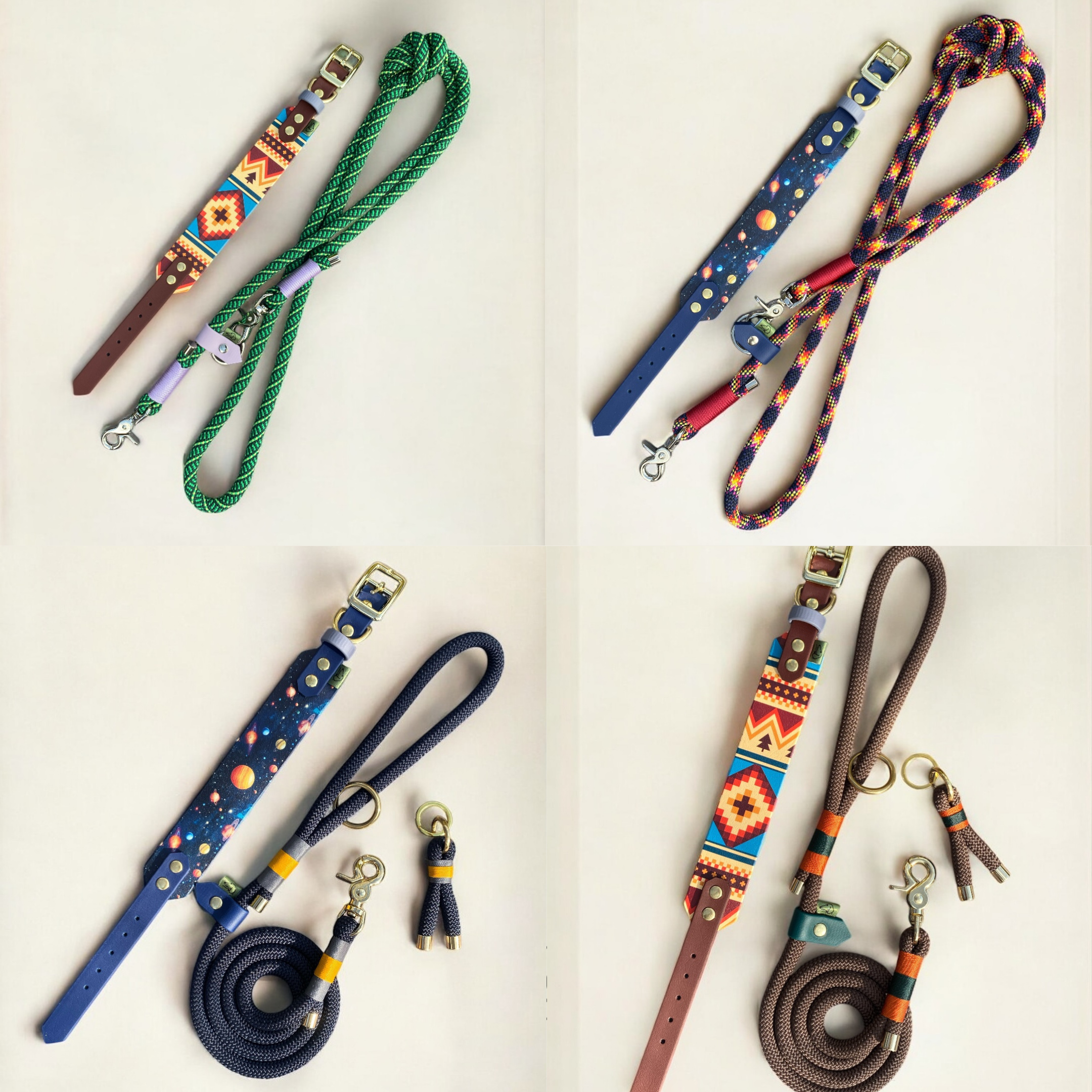 a selection of dog collar and dog leads from the Life Like Charlie Collection