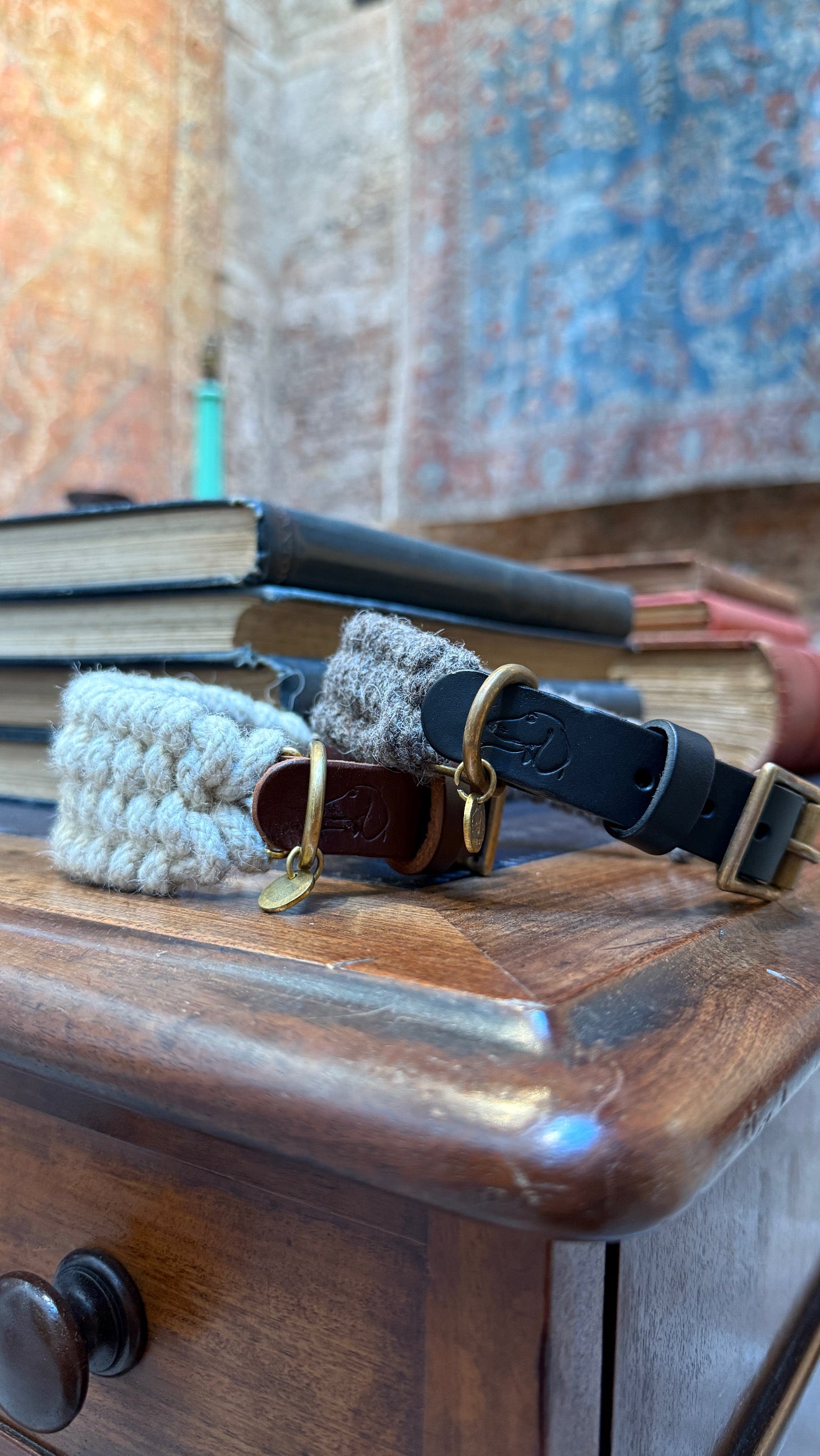 The Swaledale – Handmade British Wool Sighthound Collar - Green Dog