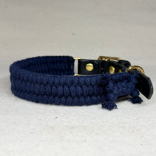 Cotton Mill Woven Dog Collar in Midnight Blue