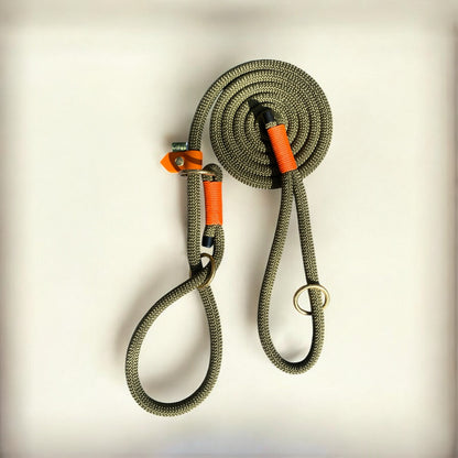 Custom Dog Lead – Rope Lead (Slip or Clip) for Dogs - Green Dog