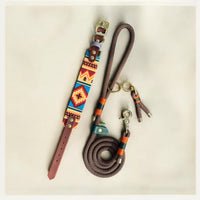 An image of the Nala Tribe Dog Collar and Matching Greenwich Yarn Rope Lead and Keychain