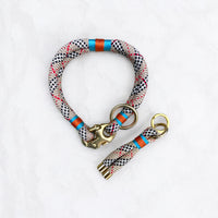 Greenwich Yarn Dog Collar – Bloomsbury Edition | Handmade - Green Dog with a matching rope keyring