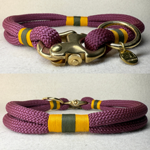 Maroon rope, airforce gold and olive drab binding with solid brass hardware