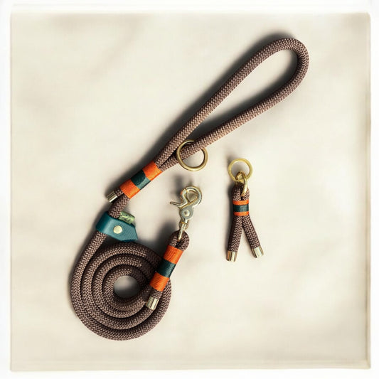 An image of the Greenwich Yarn Nala Tribe Rope Lead and Matching Keychain