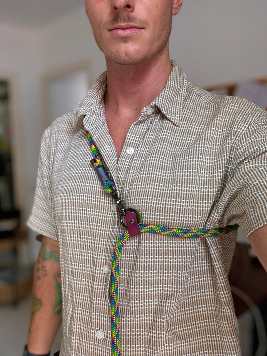 Life Like Charlie’s dog wearing the Nala Green Summer Edition handsfree adjustable dog lead in collaboration with Green Dog and Hope for Podencos.