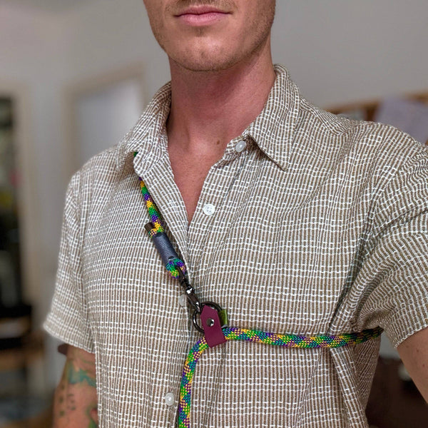 Life Like Charlie’s dog wearing the Nala Green Summer Edition handsfree adjustable dog lead in collaboration with Green Dog and Hope for Podencos.