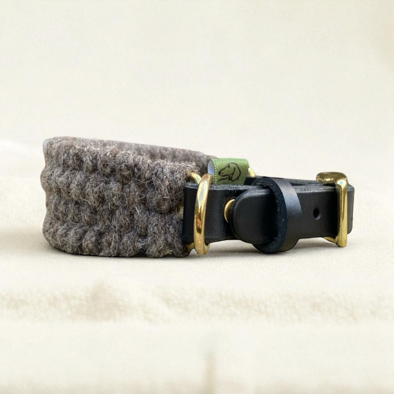 The Brampton – Handmade British Wool Sighthound Collar - Green Dog