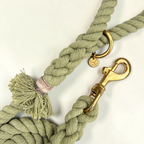 Cotton Mill Rope Dog Lead in Olive Green