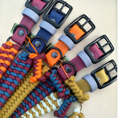 Personalised Cord Dog Collar with BioThane® Adjustable Adapter | Custom Dog Collar - Green Dog