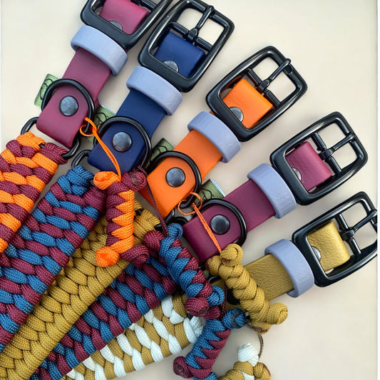 Personalised Cord Dog Collar with BioThane® Adjustable Adapter | Custom Dog Collar - Green Dog