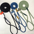 Black figure of 8 slip lead for dogs with a petrol blue variation and a guac rope figure of 8 slip lead designed by customers