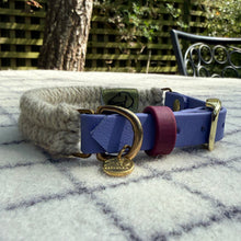 Dingley Mini hybrid collar, undyed ecru British wool woven in a fishtail two-row over a waterproof 16mm BioThane strap