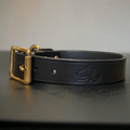 Luxury Classic Leather Dog Collar | Black or Chestnut Brown - Green Dog