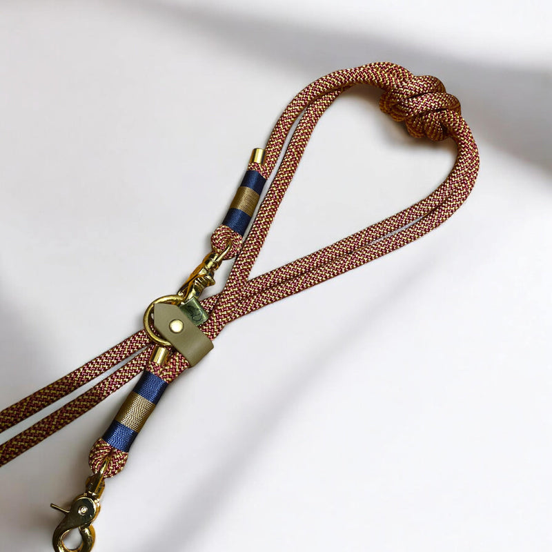 The Greenwich Yarn Handsfree Dog Lead - Crown Coronation & Tan