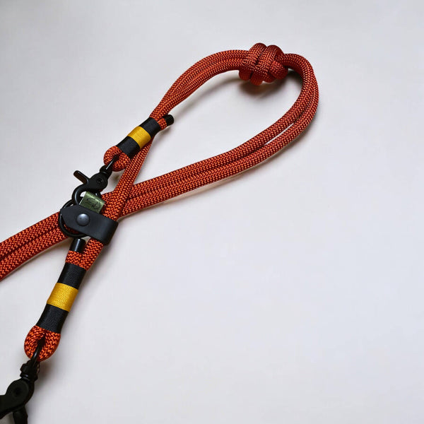 The Greenwich Yarn Handsfree Dog Lead – Red Velvet & Black | Handmade and Adjustable