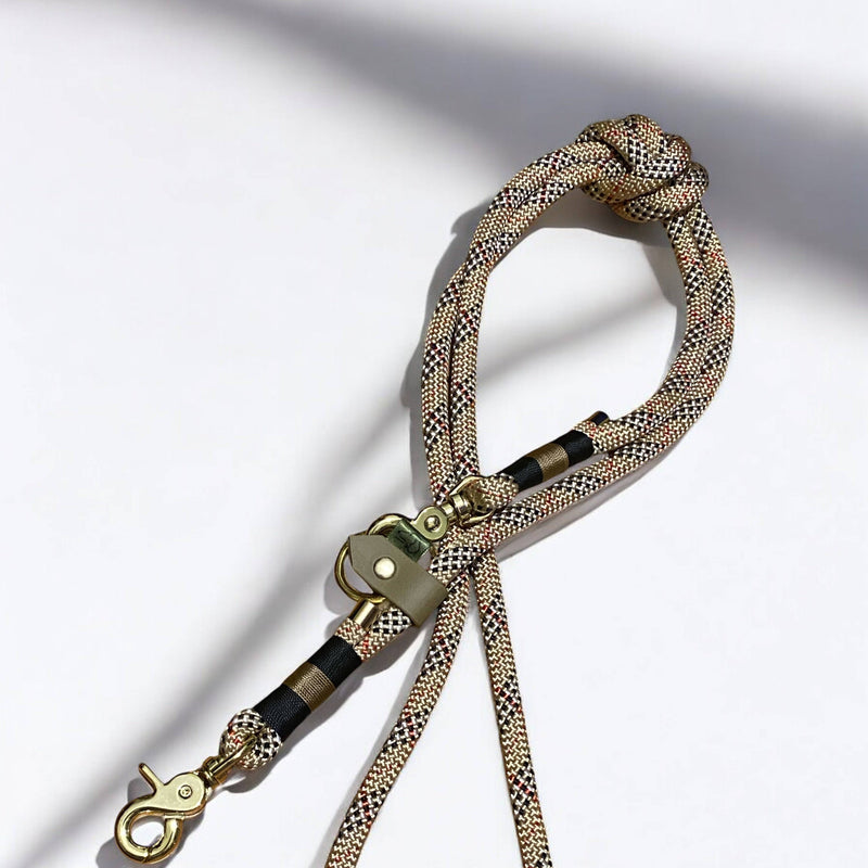 The Greenwich Yarn Handsfree Dog Lead – Tartan & Tan | Handmade and Adjustable