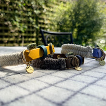 Sheep Shed Mini hybrid dog collar in British wool on a 16mm BioThane adjustable strap, handmade in Britain by Green Dog for small breeds